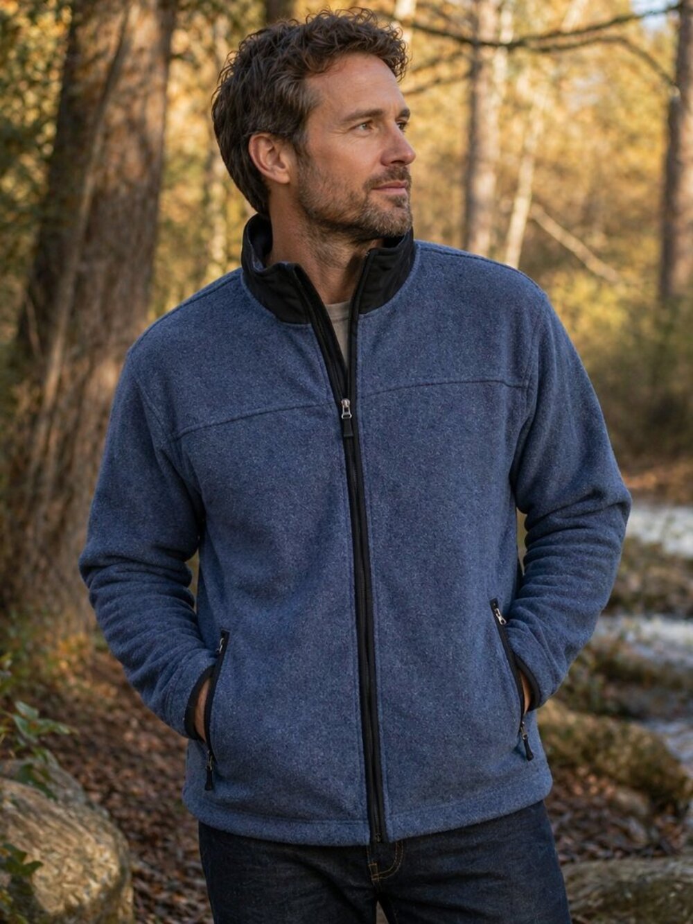 Men's Large Winners Competition Sportswear Blue Full Zip Fleece Jacket